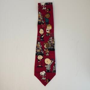 Peanuts Be My Valentine Silk Necktie Red Hearts Charlie Brown Lucy Novelty